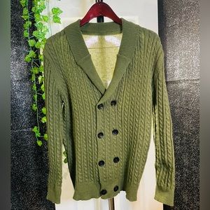 Shein Men Double Breasted Cable
Knit Cardigan Army Green / S(36)